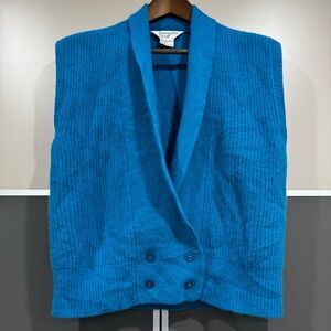 Vtg Y2K 90s Samantha Scott Lamb Wool and Angora Rabbit Teal Vest Size M Grunge